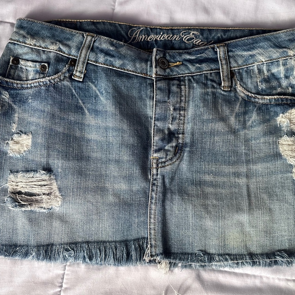 Vintage American Eagle Distressed Denim Skirt